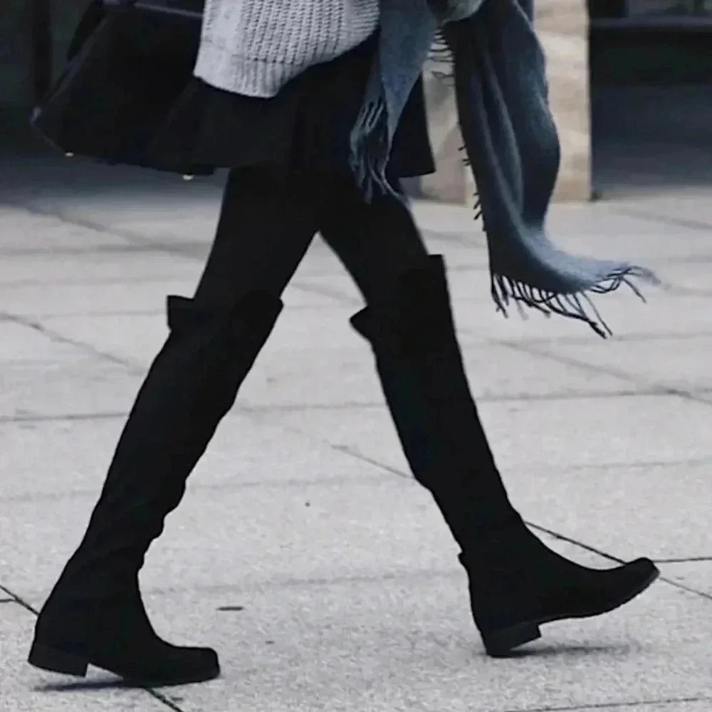 New J. Crew Over the Knee Boots Black Suede Size 9.5